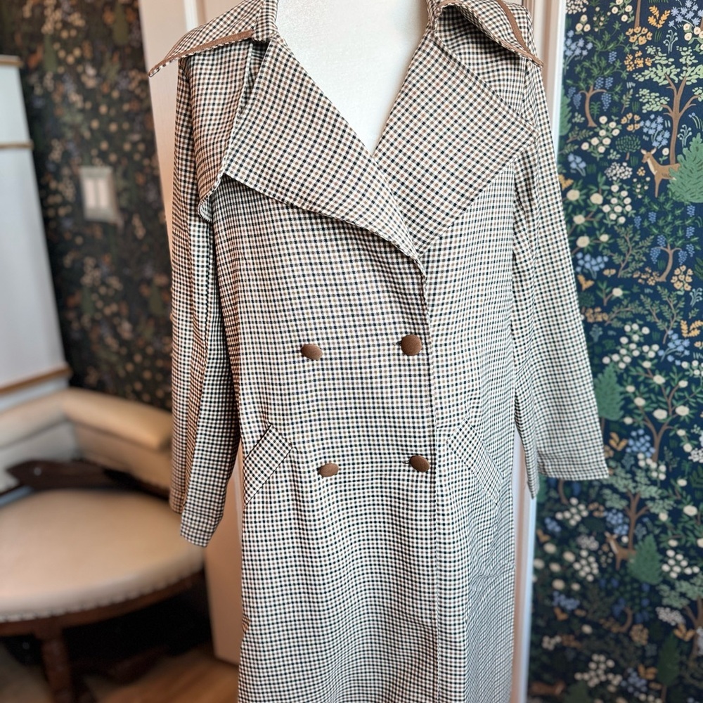Houndstooth Oversized Patterned Trench Coat